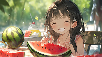 Anime Watermelon, food, watermelon HD wallpaper