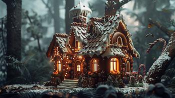 Enchanted Gingerbread Cottage, gingerbread house, Christmas, winter, Festive, christmas ornaments HD wallpaper