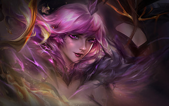 Fantasy girl, frumusete, rishengrisheng, art, girl, dark, pink, fantasy, face, luminos HD wallpaper