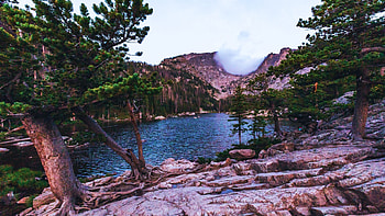 Dream Lake Before Sunrise, Rocky Mountain National Park, trees, sky, colorado, rocks, mountains, usa HD wallpaper