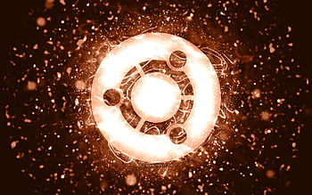 Ubuntu brown logo, , brown neon lights, Linux, creative, brown abstract background, Ubuntu logo, OS, Ubuntu HD wallpaper