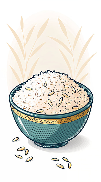 Serene Rice: A Calming , bowl, food, illustration HD phone wallpaper