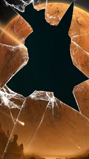 Mobile Glass Broken, Moon Background HD phone wallpaper