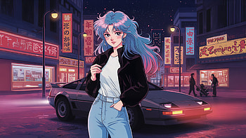 Anime Girl In Cyberpunk City With Car, anime-girl, anime, cyberpunk, city, car, artist, artwork, art, digital-art, ai, deviantart HD wallpaper