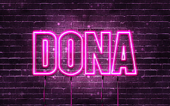 Dona, , with names, female names, Dona name, purple neon lights, Dona Birtay, Happy Birtay Dona, popular italian female names, with Dona name HD wallpaper