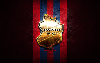 Iwaki FC, golden logo, J3 League, purple metal background, football, japanese football club, Iwaki FC logo, FC Iwaki HD wallpaper