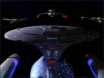 Encounter, enterprise, klingon ships, star trek, the next generation HD wallpaper