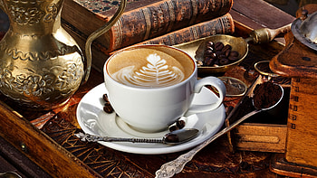 Vintage vibes, Literary pleasure, Retro coffee, Nostalgic delight HD wallpaper