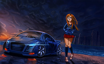 Audi Girl Comic Art, audi, artist, artwork, digital-art HD wallpaper
