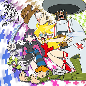 Panty and Stocking , blue, garterbelt, sword, blonde, afro, long hair, purple, anime, gun, stocking, hair, panty HD wallpaper