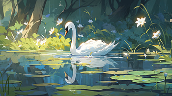 Serene Swan Lake, Animal, swan HD wallpaper