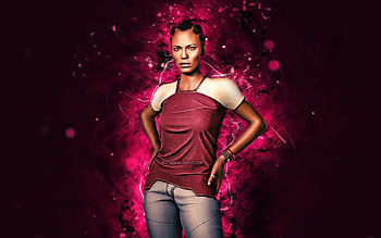 Anna Hamill, , purple neon lights, Cyberpunk 2077, RPG, fan art, Cyberpunk 2077 characters, Anna Hamill Cyberpunk HD wallpaper