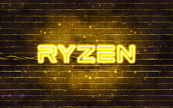 AMD Ryzen yellow logo, , yellow brickwall, AMD Ryzen logo, brands, AMD Ryzen neon logo, AMD Ryzen HD wallpaper