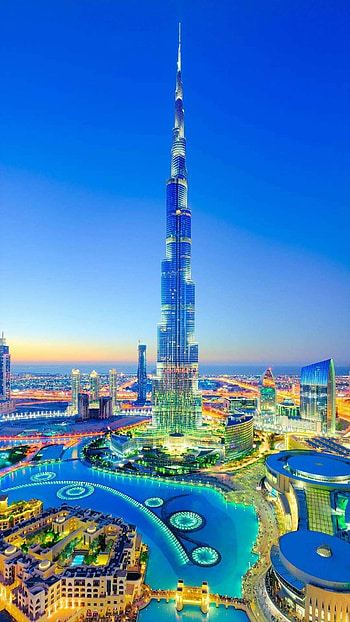 Burj Khalifa, Dubai skyline, Modern architecture, Stunning graphy HD phone wallpaper