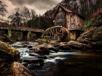 Autumn, Landscape, Grist Mill, Babcock State Park HD wallpaper
