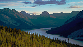 Banff National Park, trees, clouds, sky, canada, mountains, alberta, sunrise HD wallpaper