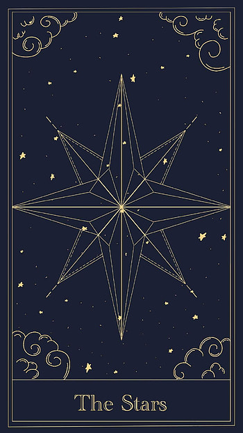 Tarot card the stars, electric blue, minimal, cards, blue, star, symmetry, dark, taro, frame HD phone wallpaper