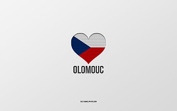 I Love Olomouc, Czech cities, Day of Olomouc, gray background, Olomouc, Czech Republic, Czech flag heart, favorite cities, Love Olomouc HD wallpaper