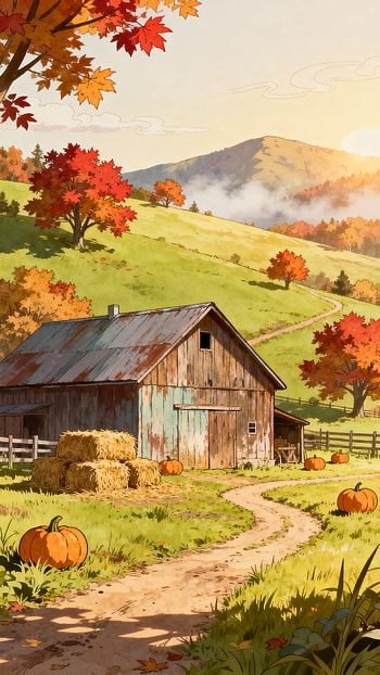 Sunlit Autumn Farm — for & Android, pumpkin, Autumn HD phone wallpaper