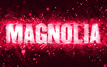 Happy Birtay Magnolia, , pink neon lights, Magnolia name, creative, Magnolia Happy Birtay, Magnolia Birtay, popular american female names, with Magnolia name, Magnolia HD wallpaper