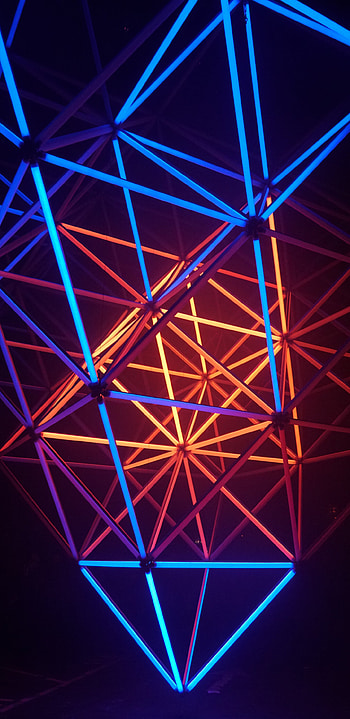 Neon shapes, Glow triangle, Samsung Galaxy S8, background HD phone wallpaper