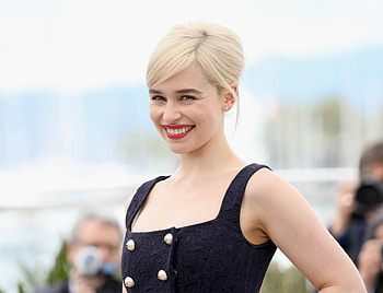 2018, Red lips, Emilia Clarke, smile HD wallpaper