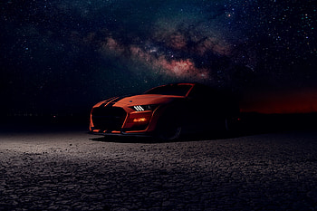 Ford Mustang, orange car, off-road 2020 HD wallpaper