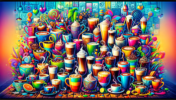 Colorful Coffee Paradise, coffee, colorful, beverages, dessert HD wallpaper