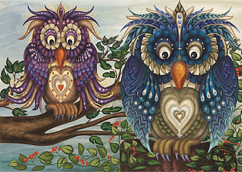 Fancy Owls, fancy, owls, painting, drawing HD wallpaper