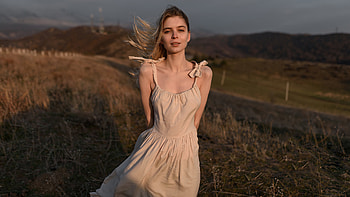 Women Model Landscape White Dress Countryside , women, girls, model HD wallpaper
