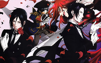 Grell Sutcliff, Brunettes, Flowers, Suit HD wallpaper