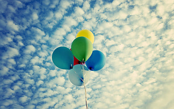 Sky, Clouds, Balloons, Miscellanea, Miscellaneous, Multicolored, Motley, Flight HD wallpaper