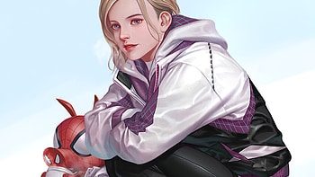 Gwen And Ham In Cold Winter , gwen-stacy, superheroes, artstation HD wallpaper