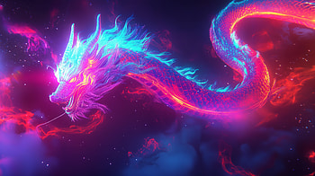 Neon Dragon: Stunning Ultra, dragon, fantasy, colorful, mythical creature HD wallpaper