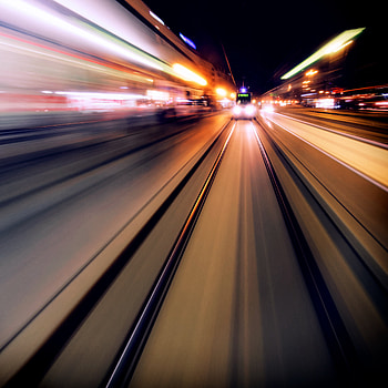 Shine, Light, Miscellanea, Miscellaneous, Traffic, Movement, Long Exposure, Speed, Rails, Tram HD phone wallpaper