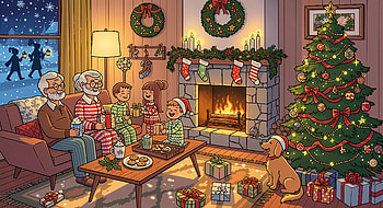 Cozy Holiday Spirit — Family Christmas in, Holiday Spirit, Family, Christmas Tree, Fireplace HD wallpaper