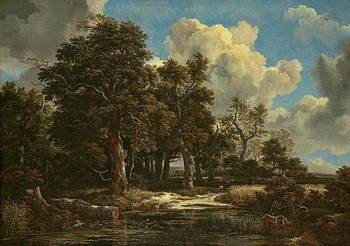 Edge of a Forest with a Grainfield (1656), artistic, oil, landscape HD wallpaper