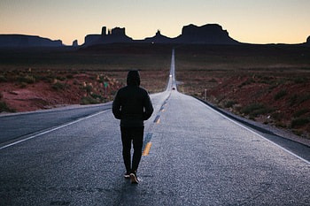 Alone, Miscellanea, Miscellaneous, Road, Human, Person, Lonely, Hood HD wallpaper