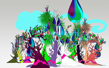 Abstract, Trees, Fantasy, Bright, Forest, Multicolored, Motley HD wallpaper