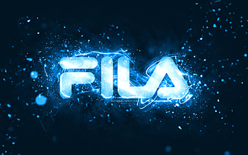 Fila blue logo, , blue neon lights, creative, blue abstract background, Fila logo, brands, Fila HD wallpaper