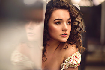 Brunette Curl Face Girl, girls, model HD wallpaper