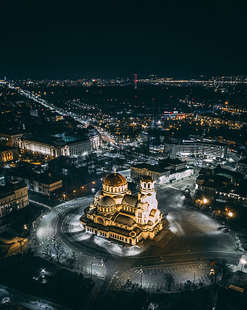 Cities, Architecture, View From Above, Night City, City Lights HD phone wallpaper
