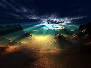 Landscape, Sky, Art, Mountains HD wallpaper
