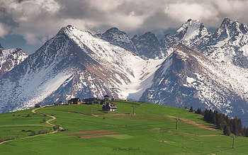 Tatra in Poland, Tatra, Poland, mountains, village, road HD wallpaper