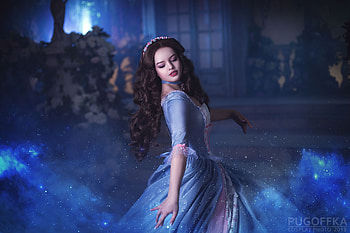 Cinderella, magical, cosplay, girl, balcony, gown, beauty HD wallpaper