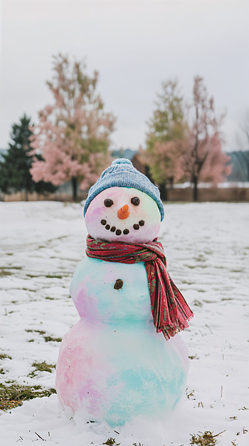 Cheerful Snowman , snowman, snow, winter, colorful HD phone wallpaper