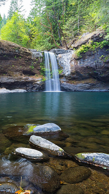 landscape, river, waterfall HD phone wallpaper