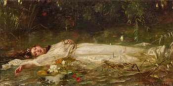 Ophelia, art, painting, flower, pictura, girl, water HD wallpaper