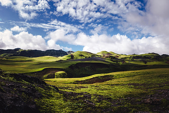 Green hills, landscape, sunny day, nature HD wallpaper