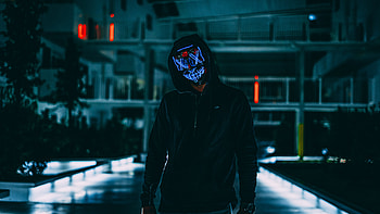 Mask Anonymous Hood , artist, mask, neon HD wallpaper